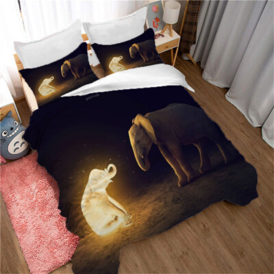 3D Elefant Leuchtend Quilt Cover Set Bettwäsche Sets Kissenbezüge 9