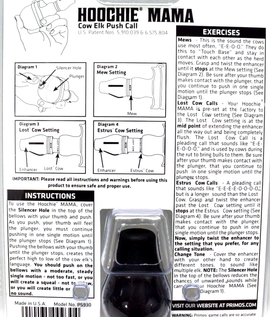 Primos Hoochie Mama Cow Elk Push Call 10135009304 eBay