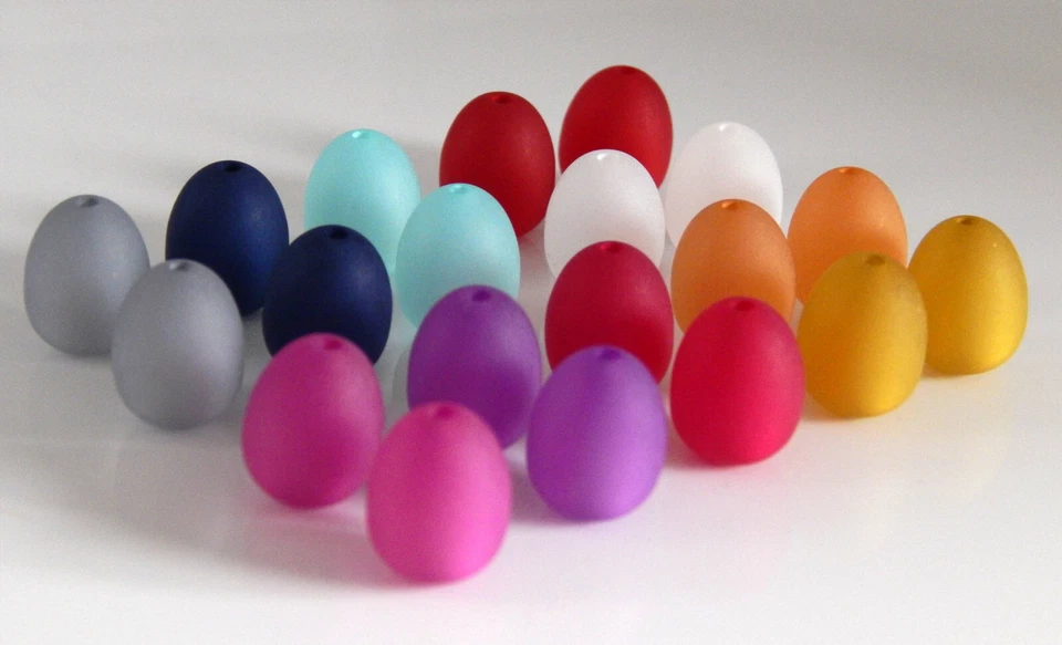 Polarisperlen Neue Form 14mm x 11mm dicker Tropfen Ei 10 Farben zur Auswahl - Bild 2 von 2