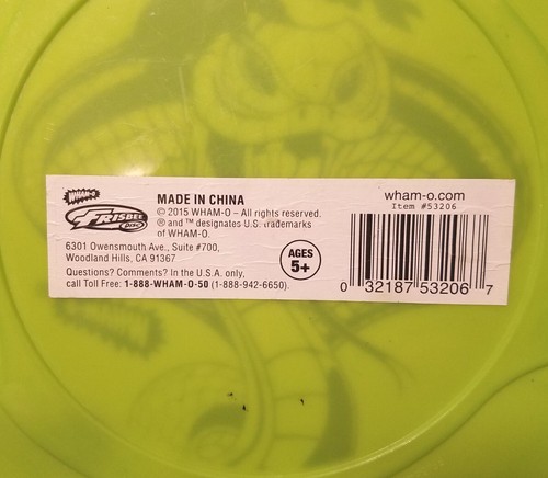 Disco volador WHAM-O Frisbee 2015, 9" Green King Cobra Snake, #53206 - Imagen 4 de 4