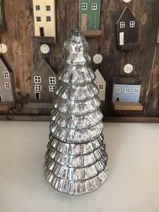 Pottery Barn Christmas Mercury Glass Tree Candle Antiqued Silver