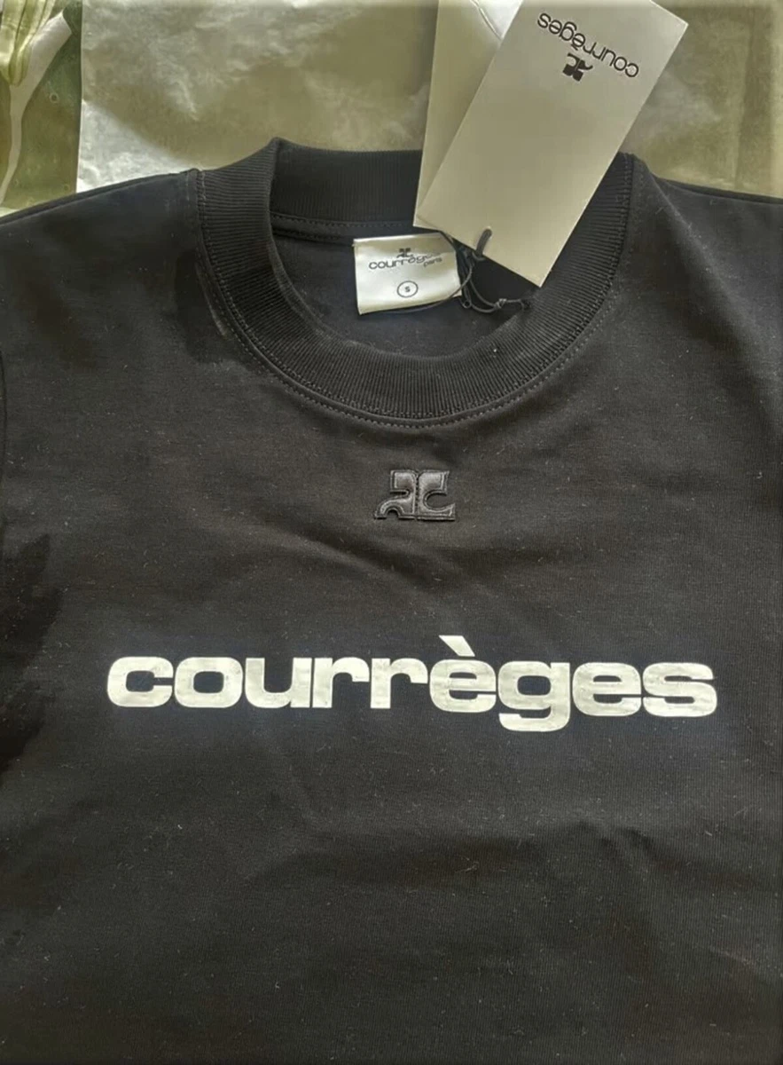 Courreges 'Logo-Print & Emblem' Men's Designer T-Shirt S Black 100% Cotton *NWT*