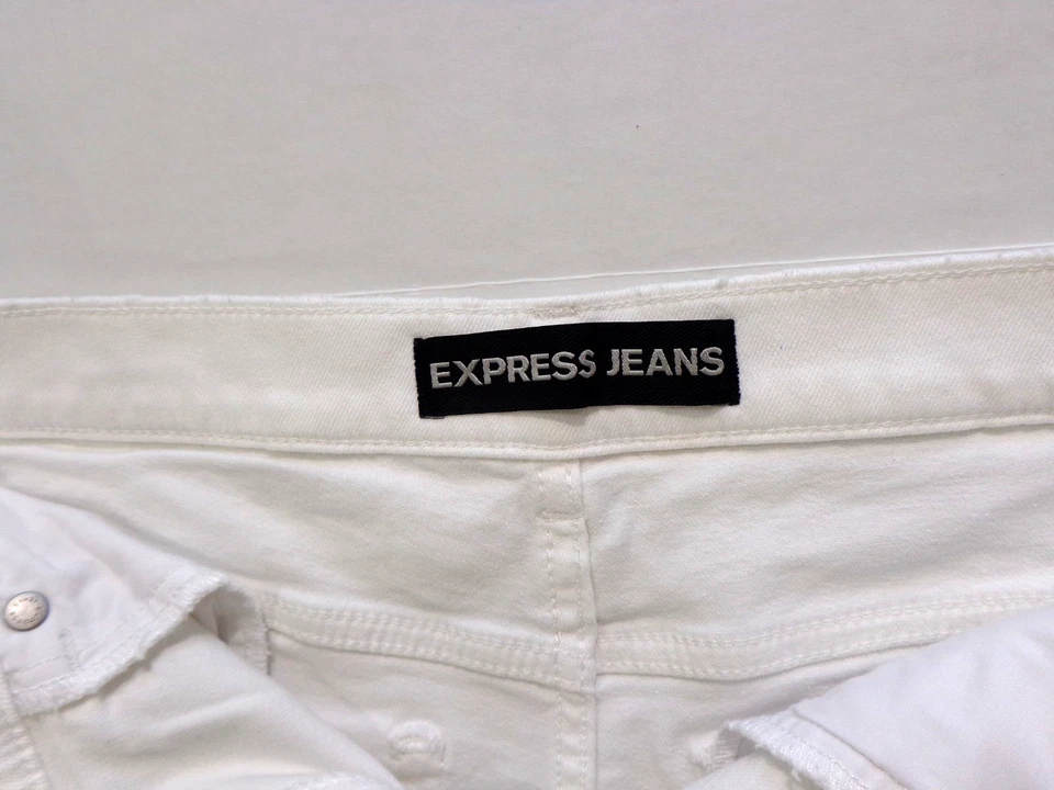 Express  White Jean Distressed Ripped High-waisted Raw Hem Shorts Women's Size 6 - Image 3 of 4