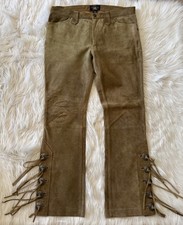 RRL Double RL Ralph Lauren Fringe Roughout Suede Pants Distressed Western Tan 35