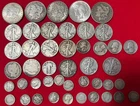 Junk 90% Silver Lot, Morgan Peace Dollars, Silver Half Dimes Quarter LARGE LOT