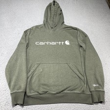 Carhartt Force Hoodie Mens Medium Green Logo Fleece Pullover Sweatshirt