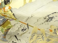 7641398: JAPANESE KIMONO / ANTIQUE HAORI FOR BOYS / SILK / MON KINSHA / HUNTING