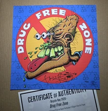 Stanley Mouse Blotter Art Print -  "DRUG FREE ZONE" - Signed  & COA