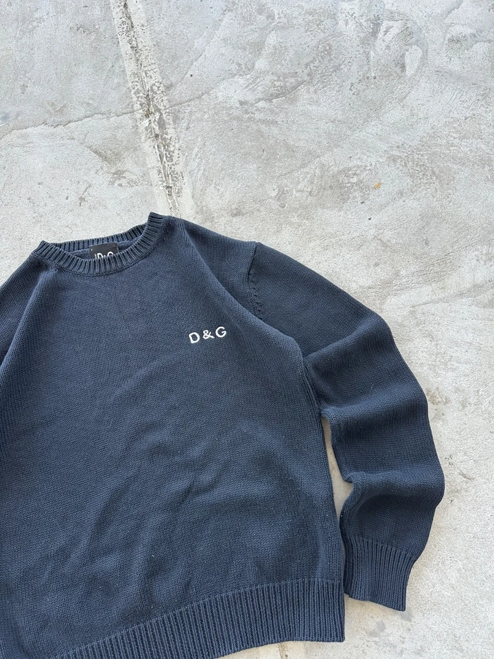 Suéter Tejido Estilo Dolce Gabbana Vintage Años 90 Logo Bordado Mujer Talla M Foto 3 de 4