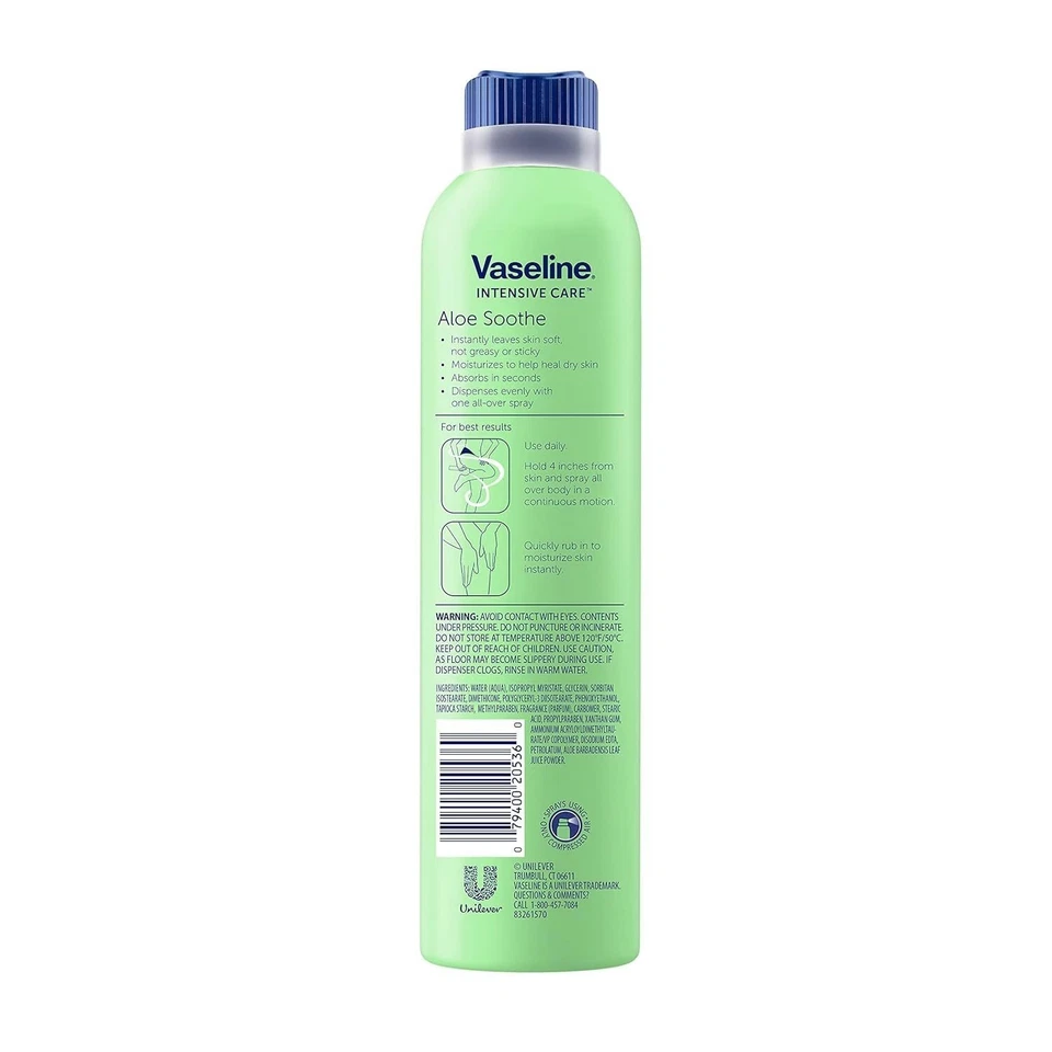 Vaselina Cuidado Intensivo Spray Hidratante Aloe Calmar No Graso 6.5 Oz. Pack de 2 Foto 2 de 4