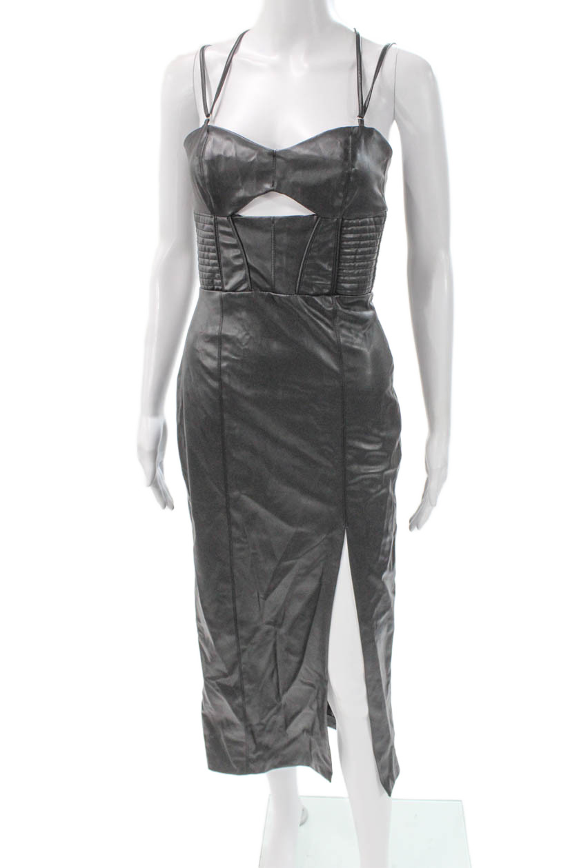 Zara Womens Bodycon Dress Black Faux Leather Midcalf Size SFree Shipping in US $100+ Orders | $6.95 Orders Below