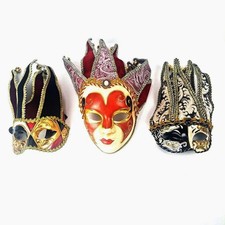 Venetian Mardi Gras Jester Joker Masquerade Mask 1Full Face 2 1/2 Masks PreOwn