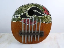 Vintage Kalimba Instrument Gourd Wood 6 Key Thumb Piano 1970s Handmade