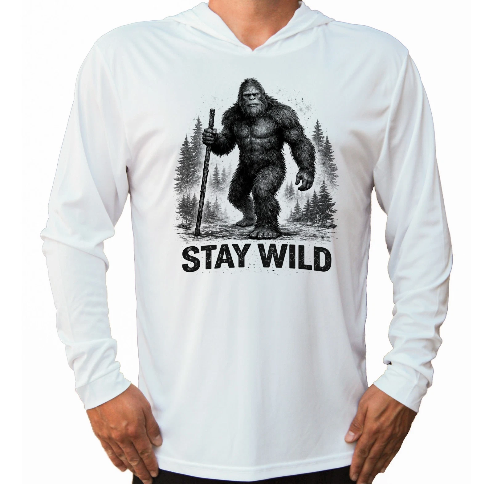 Colorado Bigfoot Sasquatch Wild Sun UV Protected UPF 50 Long Sleeve T-Shirt Hood