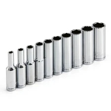 Powerbuilt 10 Piece 1/4 Inch Drive Metric 6 Point Deep Socket Set - 640538