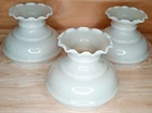 Set of 3 Vintage Milk Glass Cream Ruffled Lamp Shades 6" Fitter Estate Find