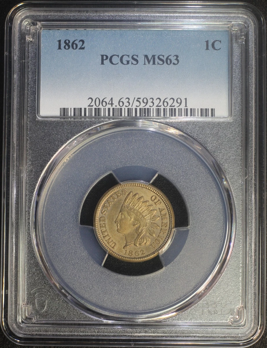 MS 63 Graded 1862 Year Indian Head Small Cents (1859-1909) for