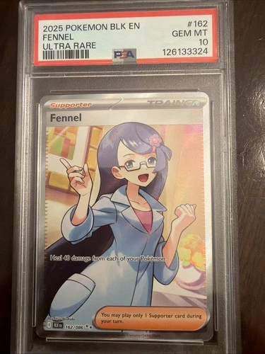 2025 Pokemon Blk En-Black Bolt #162 Fennel Ultra Rare PSA 10