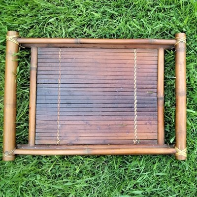 Vintage Vietnamesischer Bambus Latten Couchtisch Serviertablett 41 cm x 28,5 cm