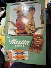 Vintage MERITA BREAD Lone Ranger Tonto Metal Tin VTG Sign Mancave Garage Decor