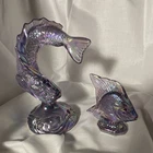 Fenton Carnival Iridescent glass fish figurine set, 2-piece