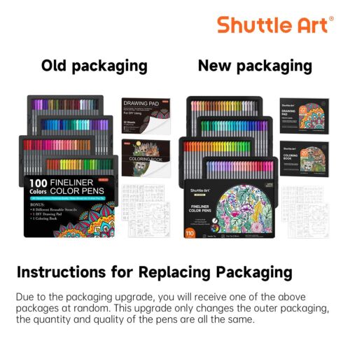 Fineliner Colored Pens, 100 Colors 0.4mm Fine Point Pens with Stencils & Adul... - Picture 2 of 7