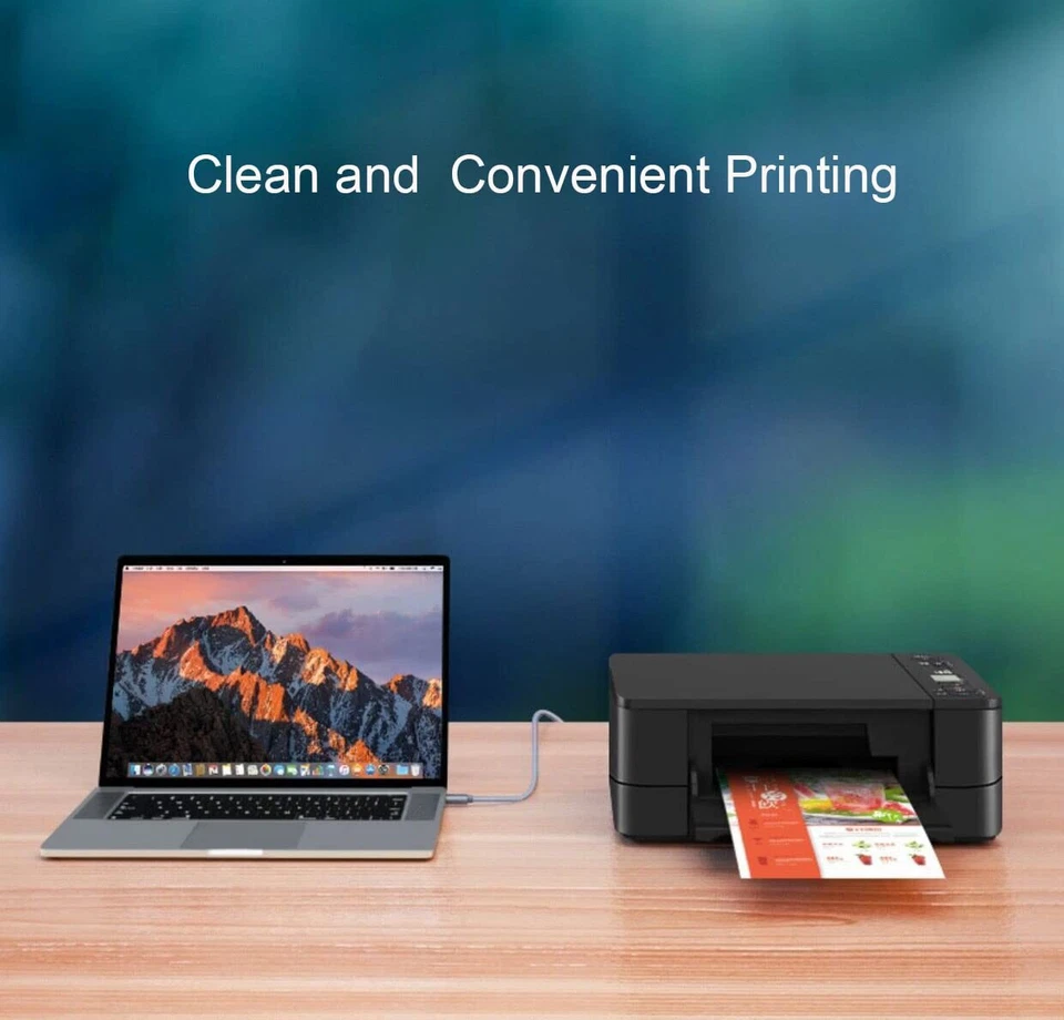 6.5FT USB-C to USB-B 2.0 Cable Nylon for Epson HP Canon Brother Printer Scanner - Image 2 of 4