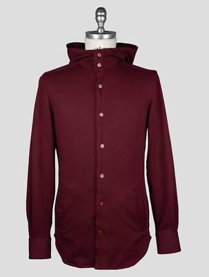 Kiton Burgundy Cotton Ea Shirt Mariano KMZ13 Man