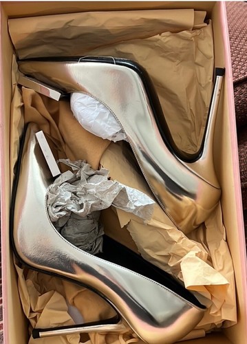 Tacones de aguja Acne Studios de cuero dorado cara sonriente talla 39 - Imagen 9 de 19