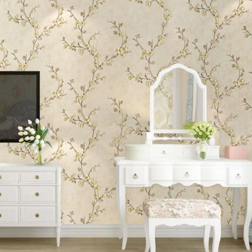 3D Embossed Non-Woven Wallpaper Bedroom Living Room Flower Decor Wall Paper - Picture 3 of 12