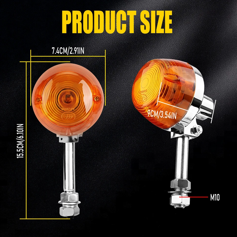 2X Luces Intermitentes Universales Motocicleta Lente Ámbar Luz Indicadora P Foto 4 de 4