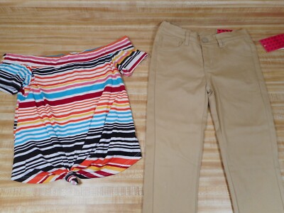 Girls Outfits Shirts Aviva Skinny Leg Pants Stripe Top Clothes 2pc Set Size 6
