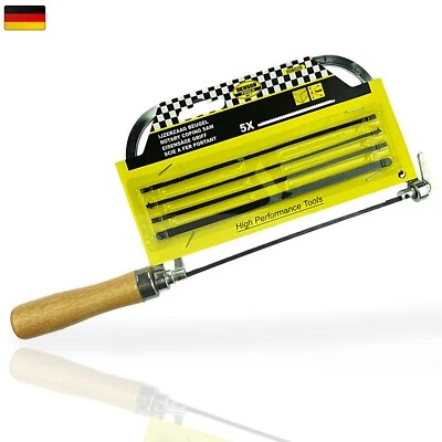 BENSON Bügelsäge mit Holzgriff +5 Sägeblätter Handsäge Holzsäge Kurvensäge Metallsäge