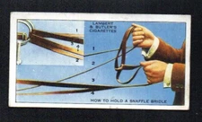 HOW TO HOLD A SNAFFLE BRIDLE 1939 LAMBERT & BUTLER HORSEMANSHIP #9 EX NO CREASES