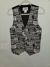 Vintage Retro Idea Nuova Novelty Travel Black & White Vest Fits Size S-L Y2K 90s