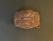 Vintage Engraved Name "JOHN" The Old Time Buckle Collection Belt Buckle Oden Inc