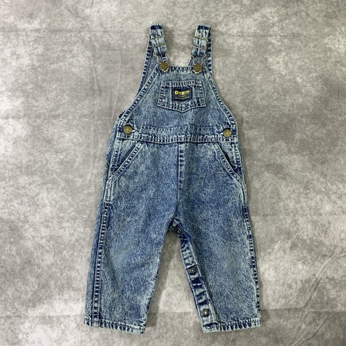 OshKosh B'Gosh 18M Vestbak Bib Overall Stonewash Denim Vintage USA 1990