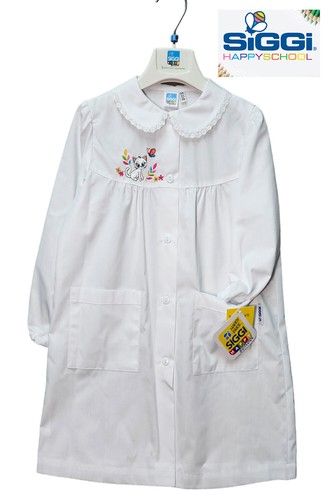 Apron Baby Girl White Embroidered for School Upwards And Elementary Siggi - Picture 46 of 64