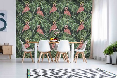 3D Flamingo Green Plant 56 Wall Paper Wall Print Decal Wall Deco Indoor Murals