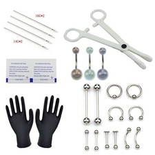 1Set Body Piercing Tools Kit Piercing Professionale Pancia Corpo Anello Ago