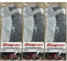 3 PAIRS Men's GRAY Snap-On Ankle Socks LARGE *FREE SHIPPING* MADE IN USA *NEW*