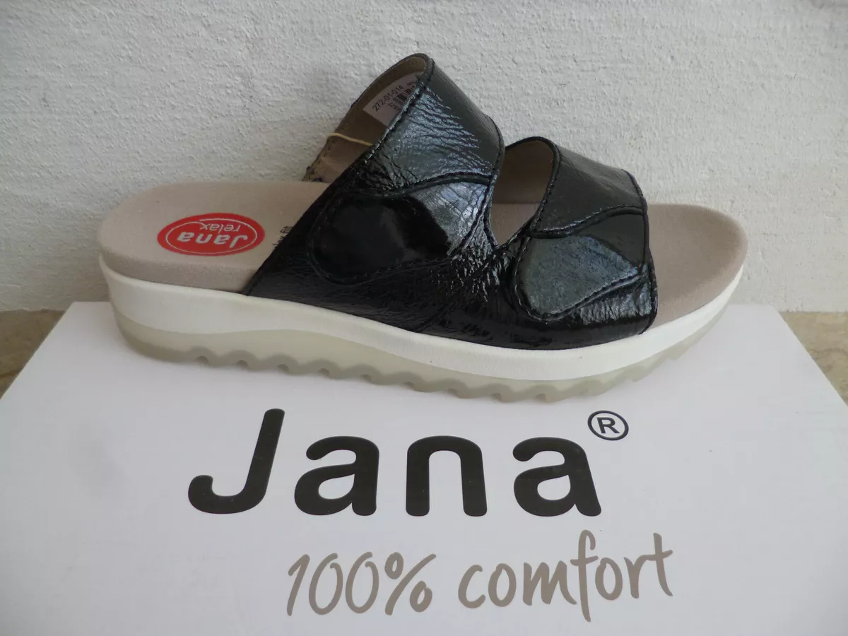 Jana Ladies Mules Home Slippers 27201 Black Leather New