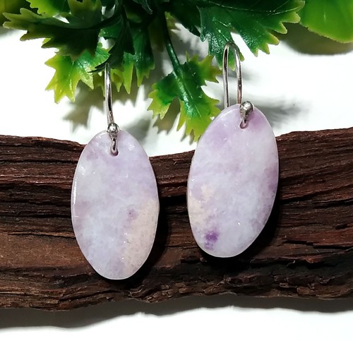Natural Lepidolite Earrings, Solid 925 Sterling Silver Earring, Gift For Womens - Picture 3 of 6