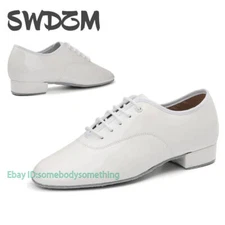 Men Leather Dance Shoes Adults Black Fashion Shoes Latin Ballroom Dance Shoe
