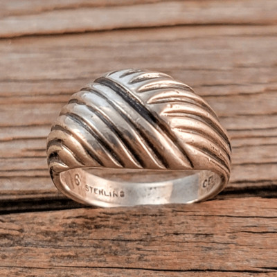 Cellini Sterling gewölbter gewebter Design zeitgenössischer Ring