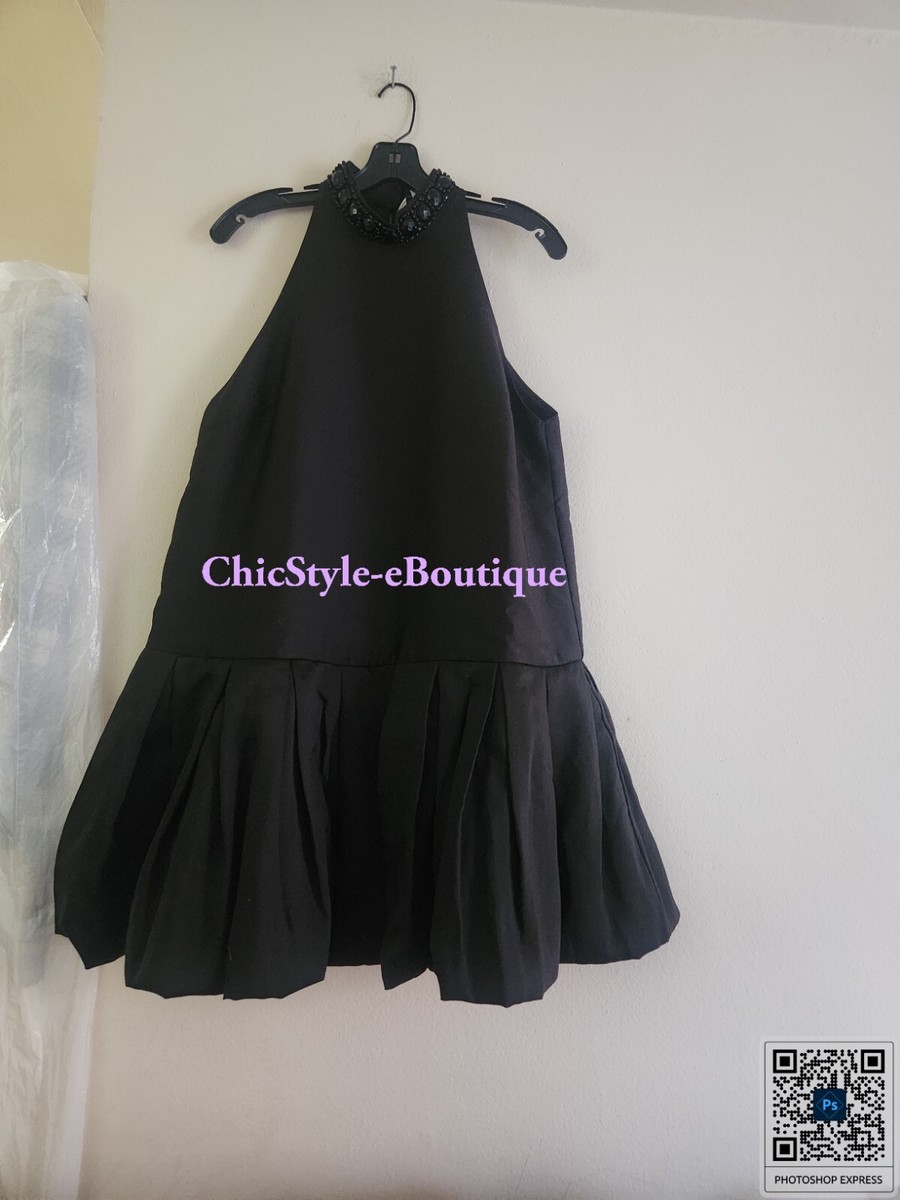 H&M BUBBLE-HEM Dress Bead-embellished Neck Holidays Edition