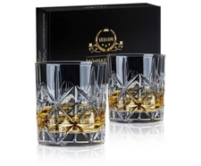 Set of 2 Whiskey Glasses, Fashioned for Scotch, Bourbon, Rocks & Cocktail