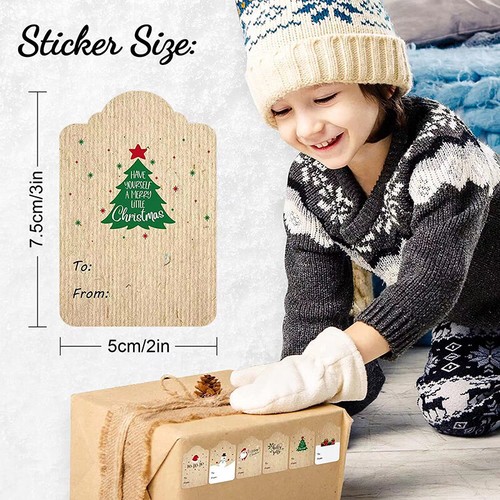 300Pcs/roll Merry Christmas Santa Claus Label Stickers Kraft Paper Handwritt _cn - Photo 3/9