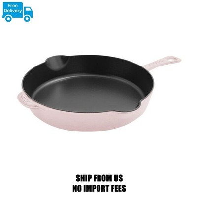Staub Cast Iron11-inch, Traditional Deep Skillet, Pink Peony