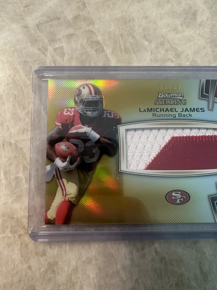 Parche de radiocontrol Bowman Sterling LaMichael James Rookie 2012 refractor de oro/65 raro Foto 2 de 4
